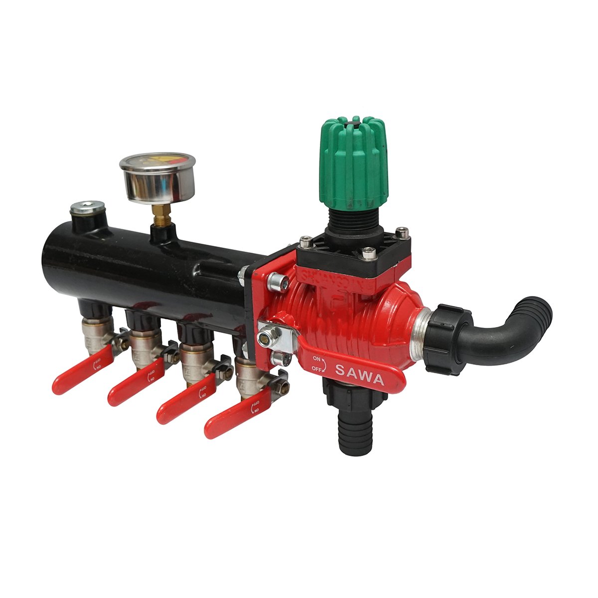 Distribuitor erbicidator metalic cu 4 cai, manometru cu glicerina 25 bar